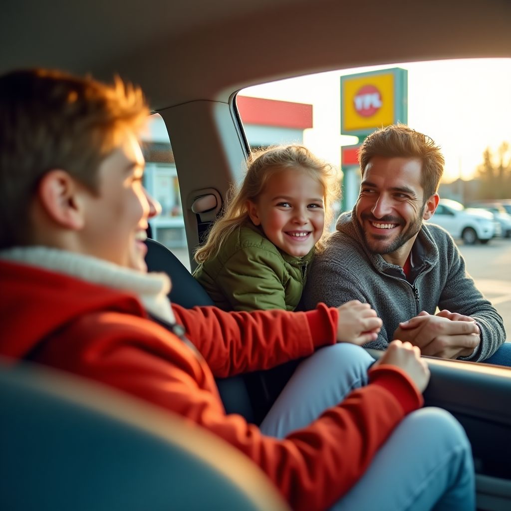 Familia en viaje usando servicios de YPF